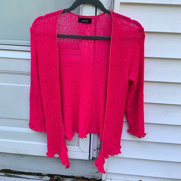 Kaktus Sweaters - Hot Pink Lightweight Long Sleeve Cardigan